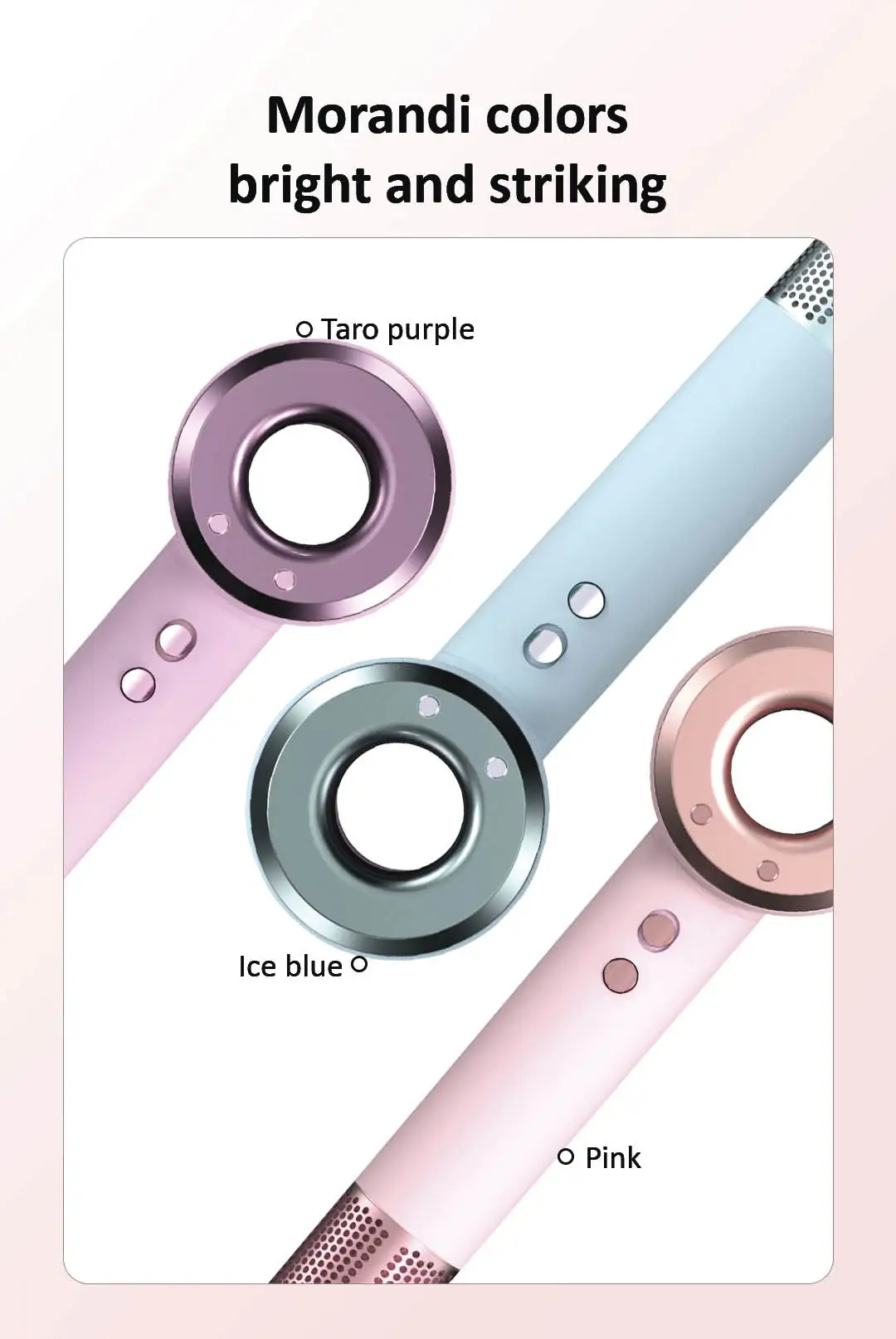 The Daiwall G5 1400W hair dryer, available in three Morandi palette colors, is bright and striking.